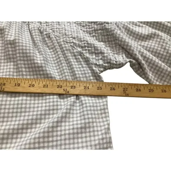 Peace Love World Boheme Check Plaid Button Front Pleated Top size XL - Picture 6 of 8